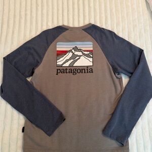 Patagonia Men's Mountain Graphic Long Sleeve Tee - Blue and Gray